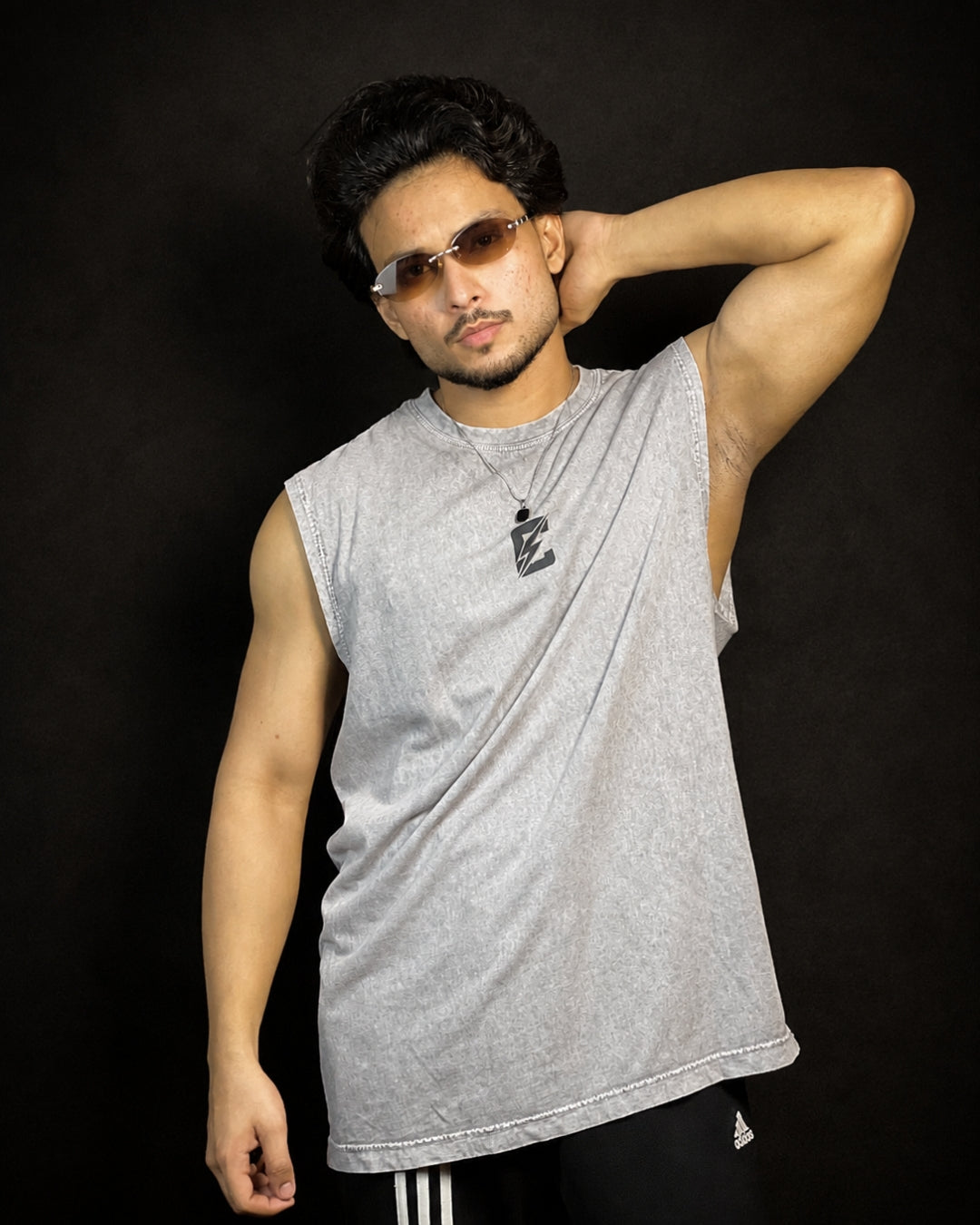 Vintage wash Muscle tee - Light gray