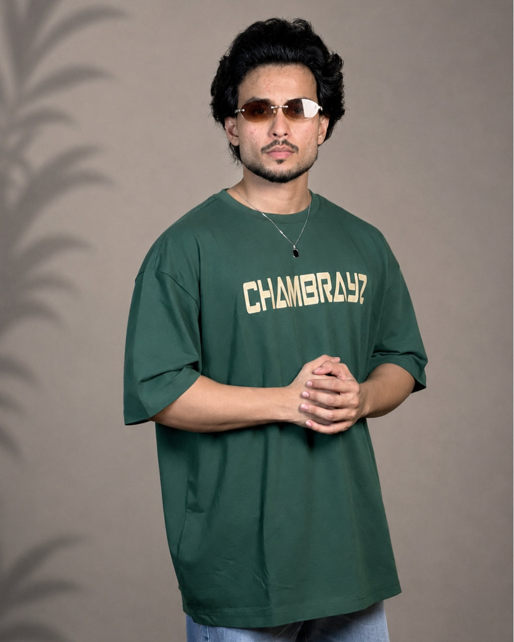 4 Way Stretch oversize Tee – Olive Green