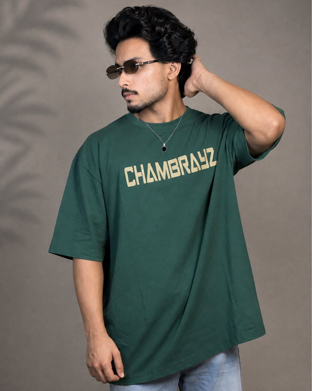 4 Way Stretch oversize Tee – Olive Green