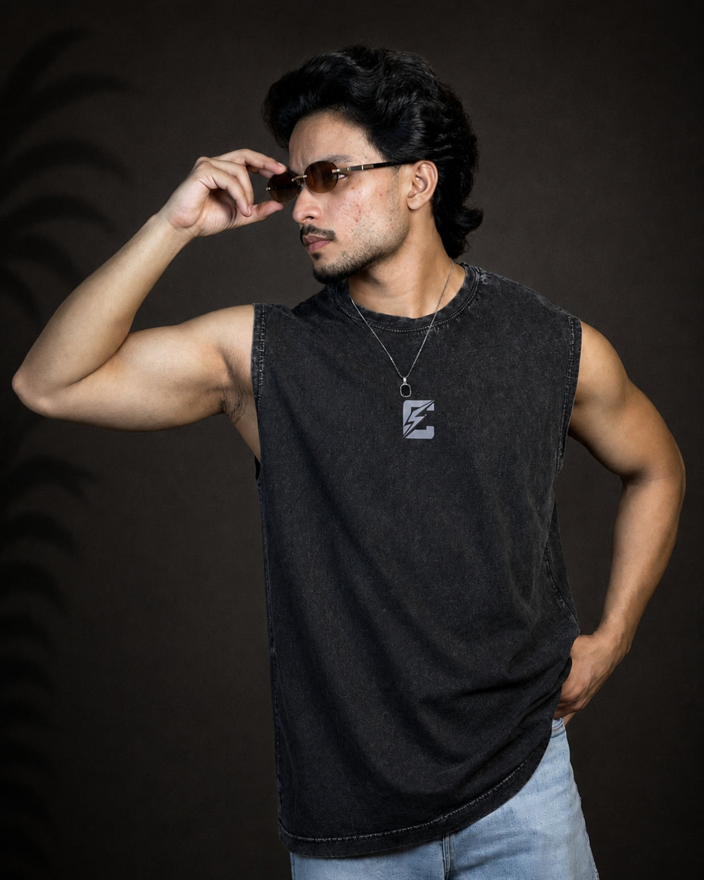 Vintage Wash Muscle Tee – Dark Grey
