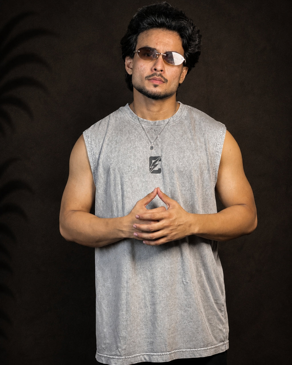 Vintage wash Muscle tee - Light gray